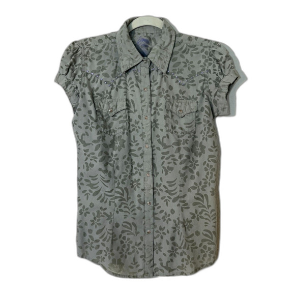 Twenty X Size S Western Shirt Button Down Pearl Snap Cowgirl Green Purple - Picture 1 of 9